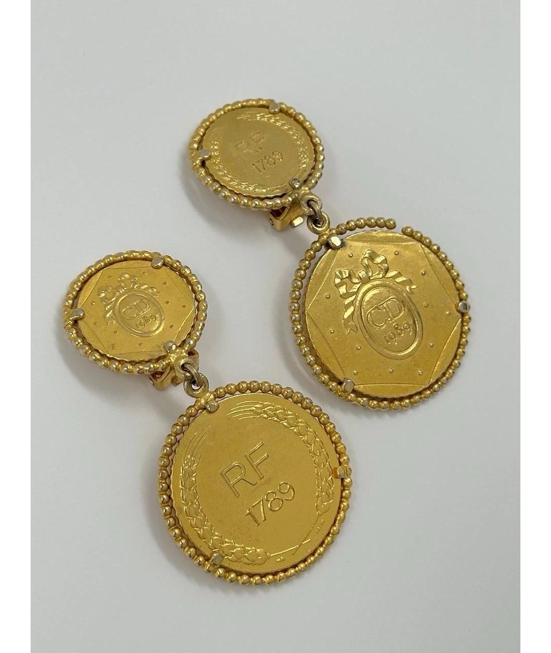 CHRISTIAN DIOR Золотые позолоченные клипсы, фото 2