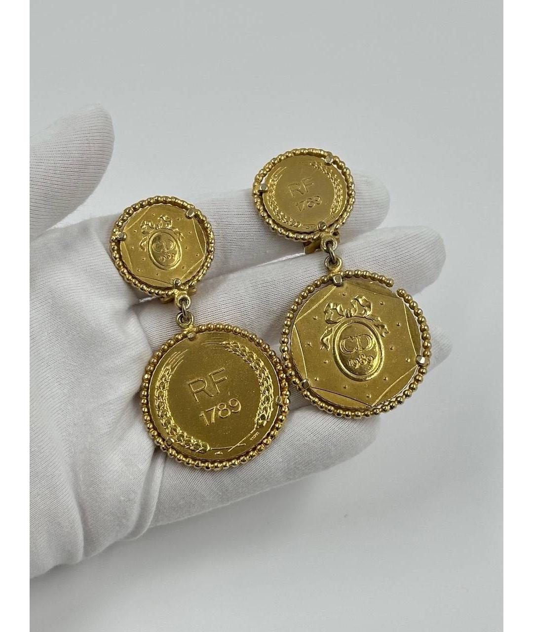 CHRISTIAN DIOR Золотые позолоченные клипсы, фото 4