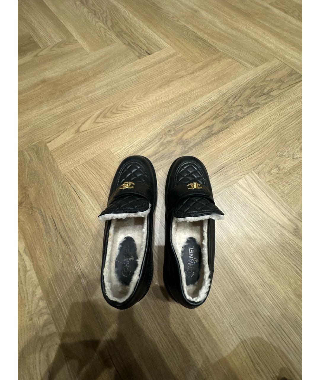CHANEL Черные кожаные лоферы, фото 3