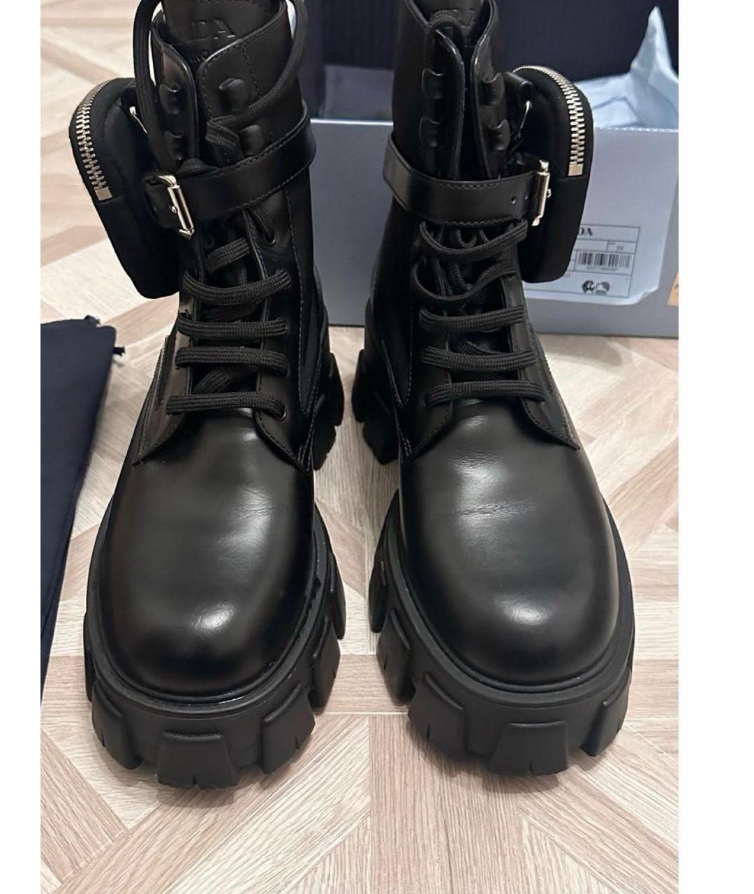 PRADA Черные кожаные ботинки, фото 2