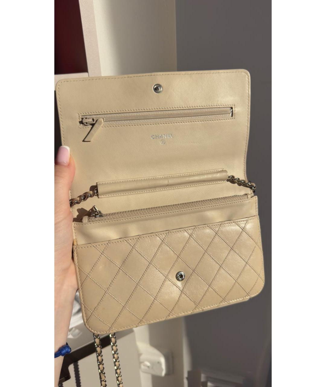 CHANEL Бежевая кожаная сумка через плечо, фото 2