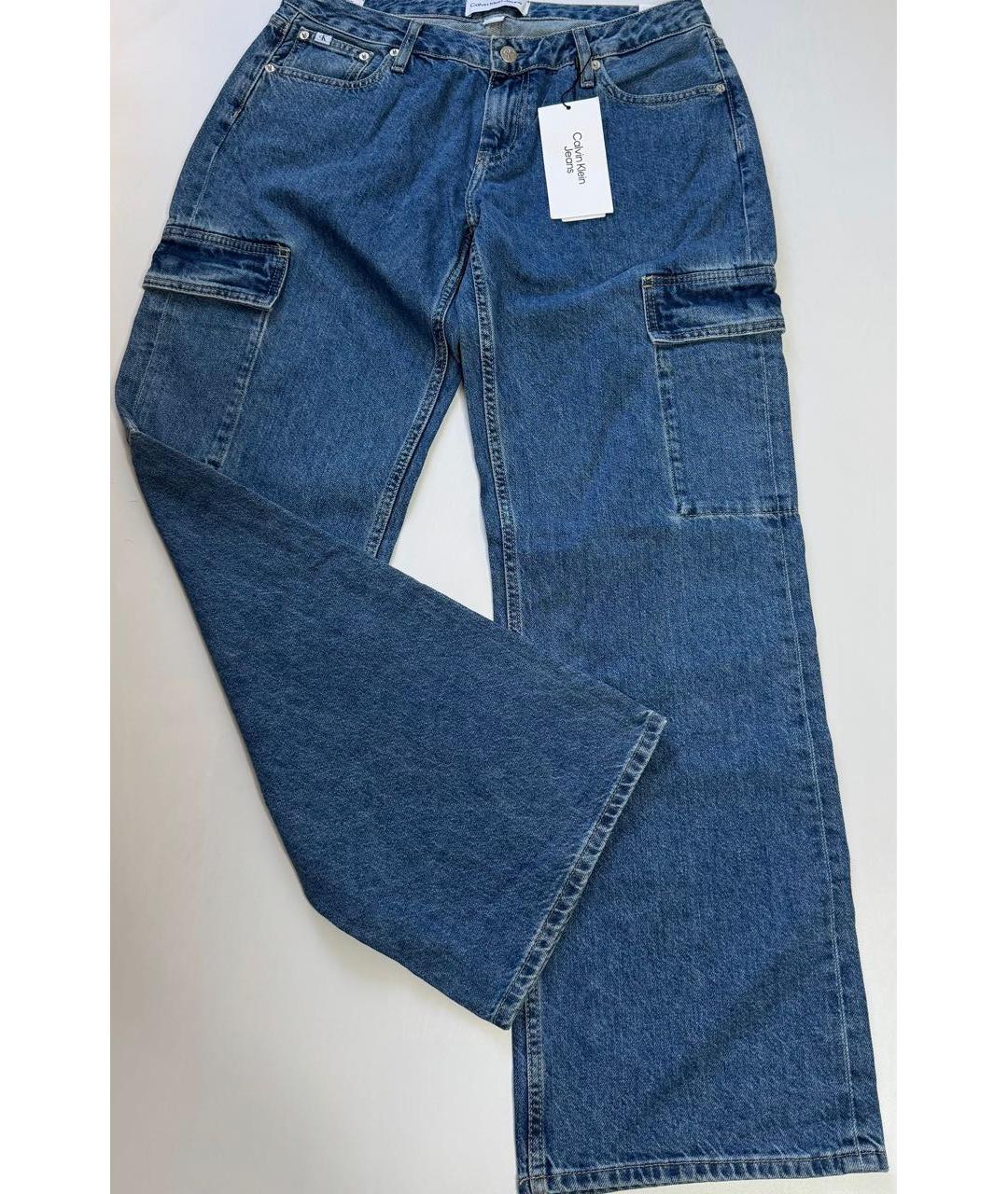 CALVIN KLEIN Синие хлопковые прямые джинсы, фото 4