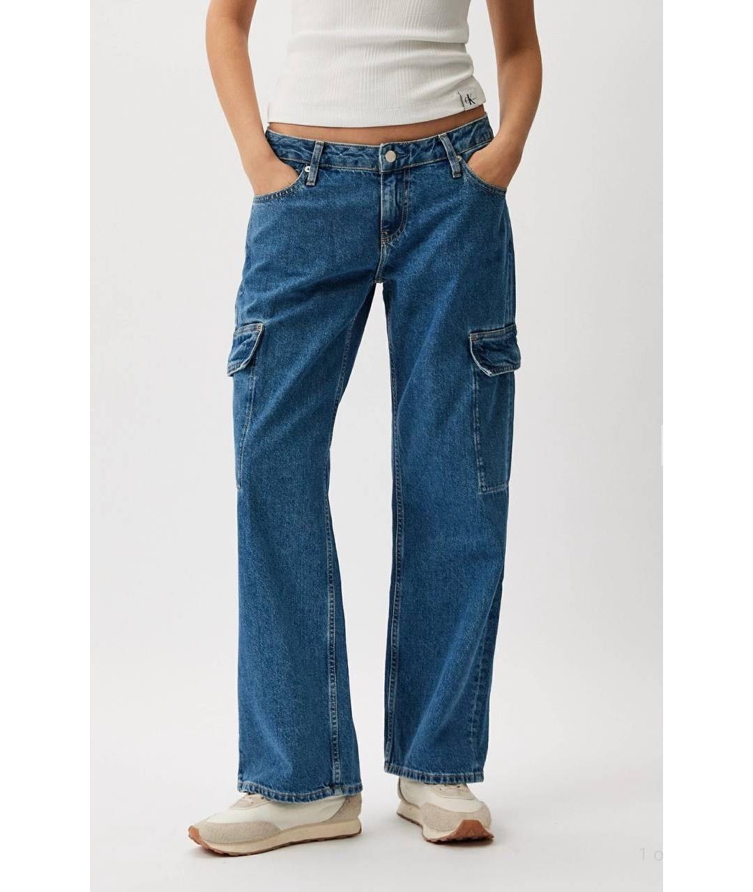 CALVIN KLEIN Синие хлопковые прямые джинсы, фото 2