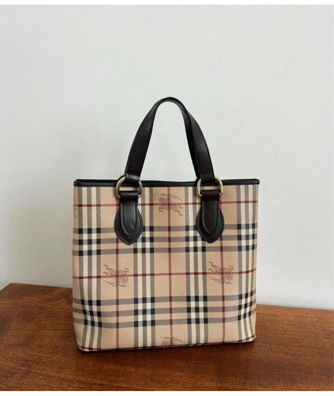 BURBERRY Бежевая кожаная сумка тоут, фото 5