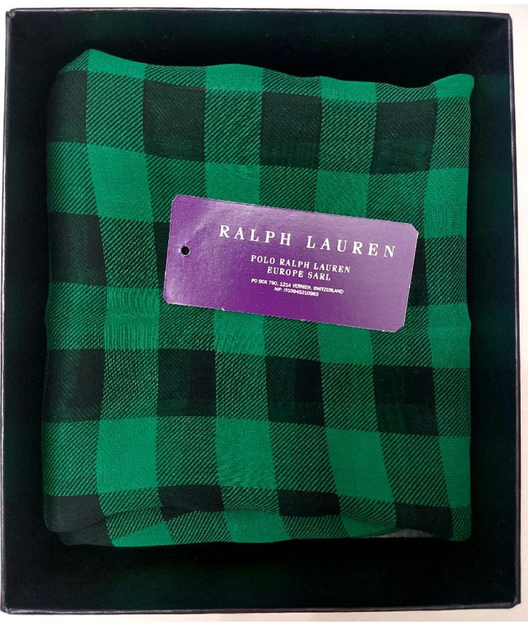 RALPH LAUREN PURPLE LABEL Зеленый шелковый платок, фото 3