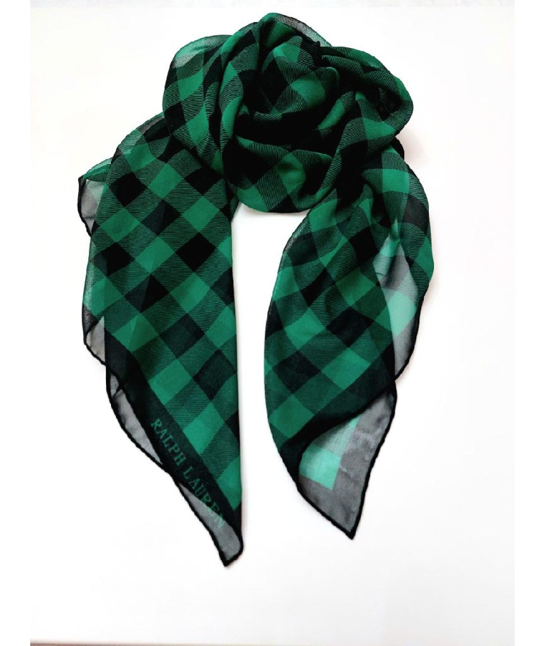 RALPH LAUREN PURPLE LABEL Зеленый шелковый платок, фото 4