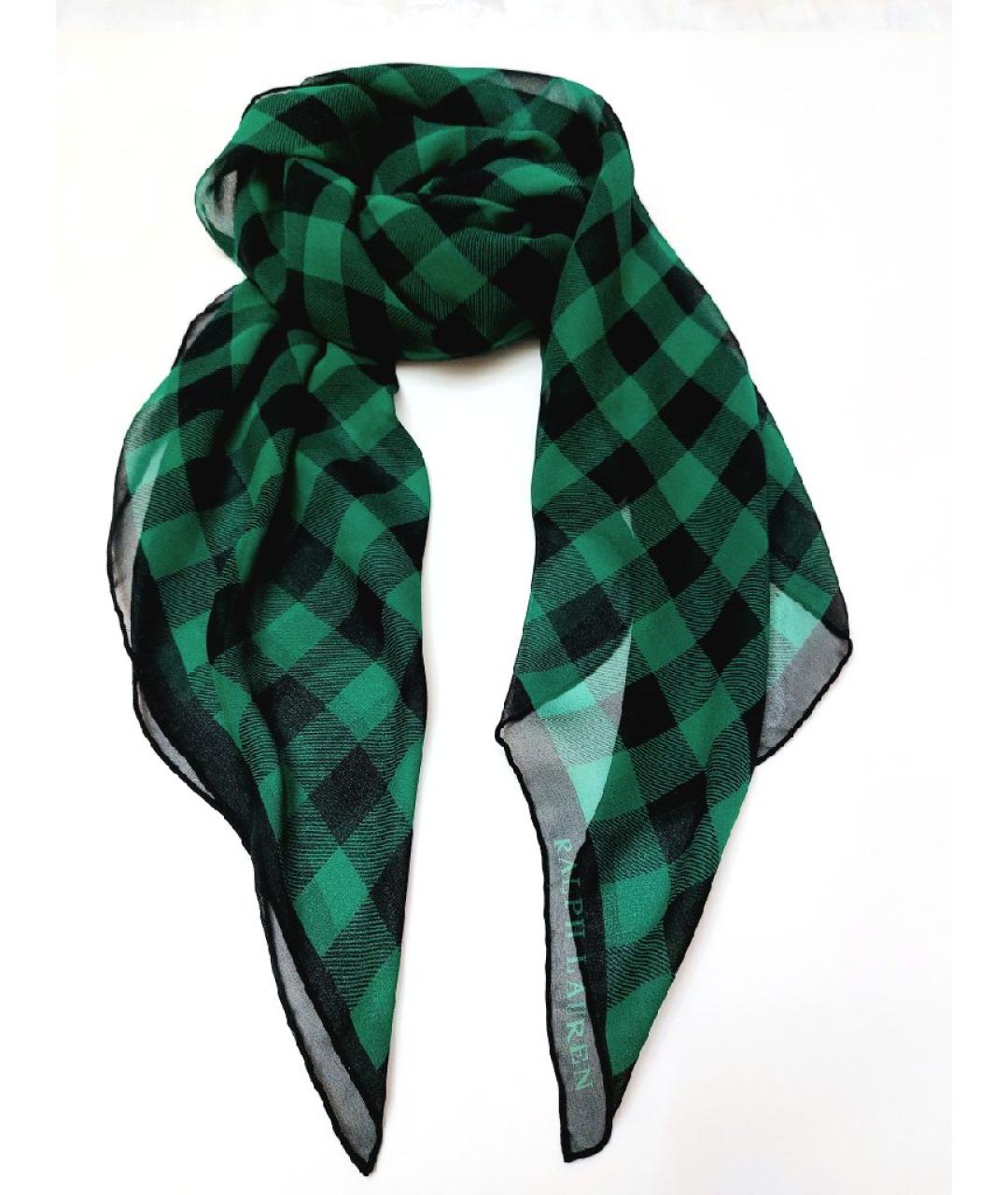 RALPH LAUREN PURPLE LABEL Зеленый шелковый платок, фото 5