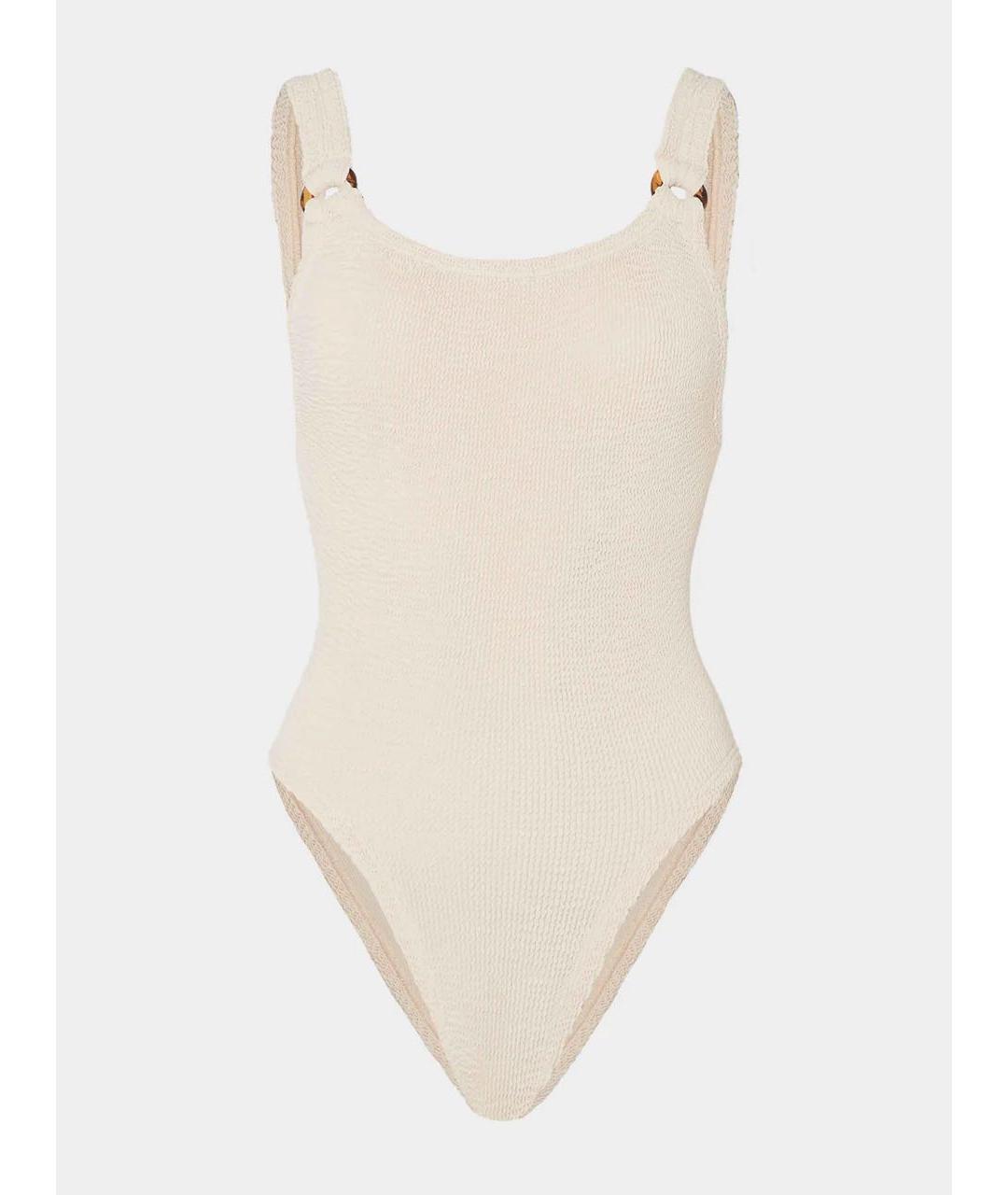 HUNZA G Бежевый полиамидовый купальник, фото 4