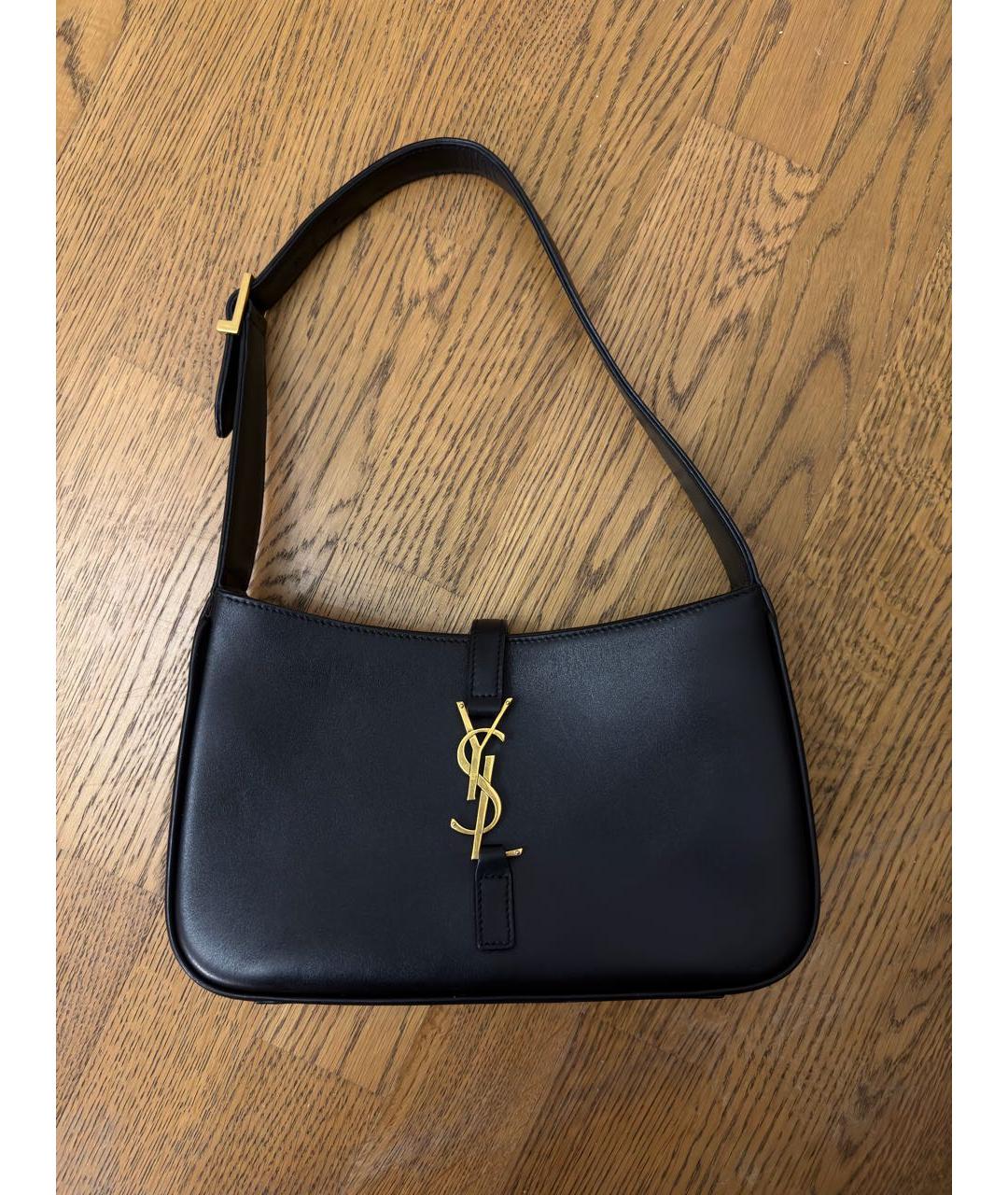 SAINT LAURENT Черная кожаная сумка с короткими ручками, фото 7