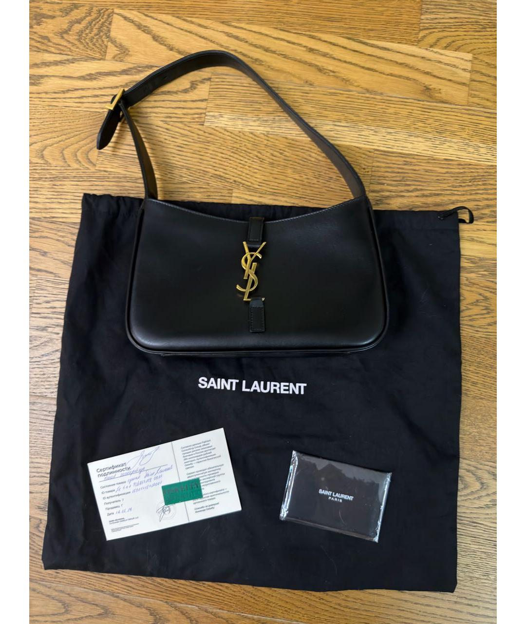 SAINT LAURENT Черная кожаная сумка с короткими ручками, фото 6