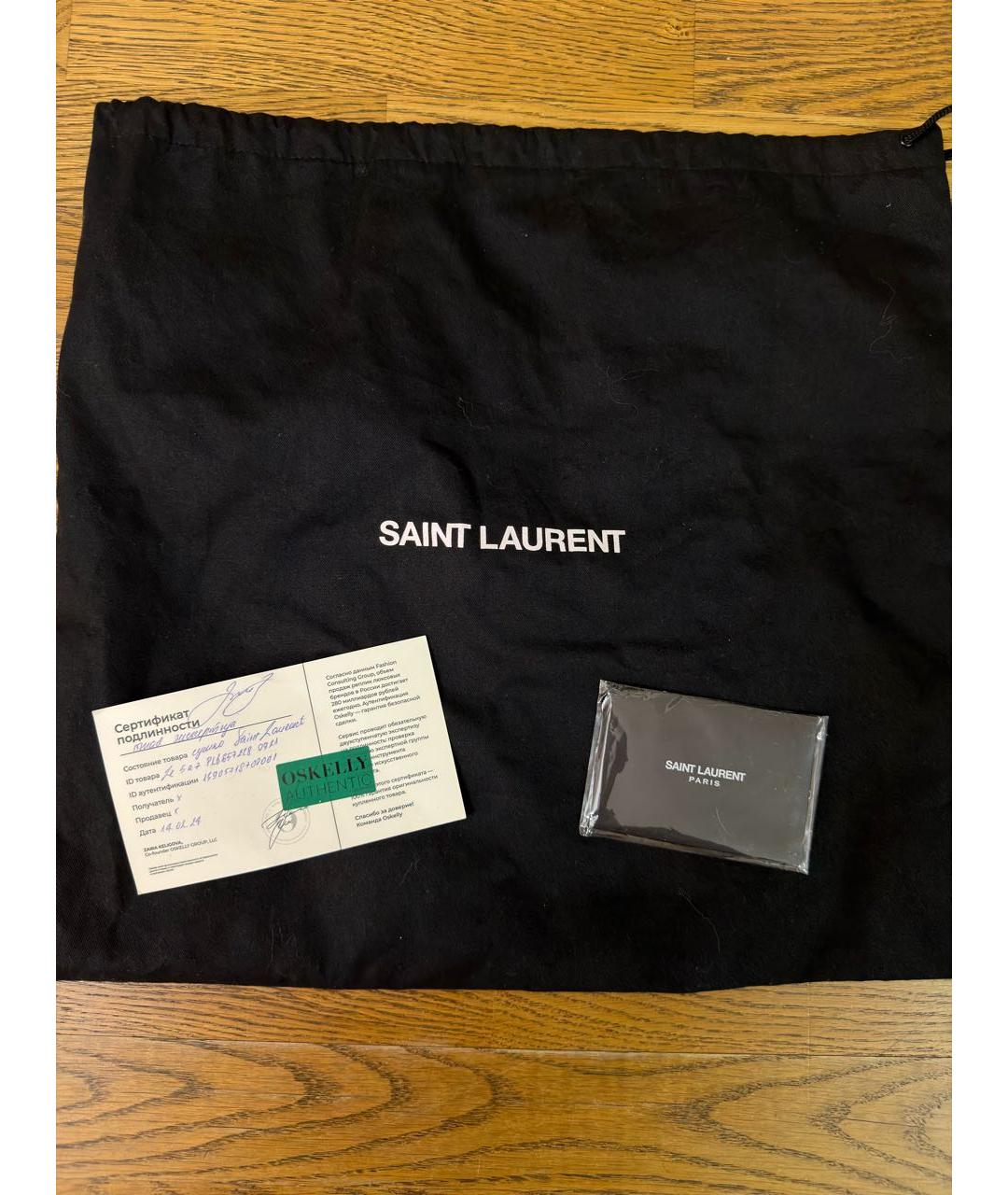 SAINT LAURENT Черная кожаная сумка с короткими ручками, фото 5