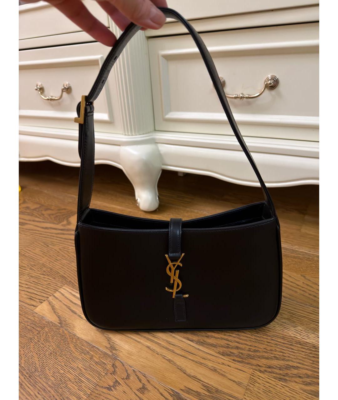 SAINT LAURENT Черная кожаная сумка с короткими ручками, фото 4