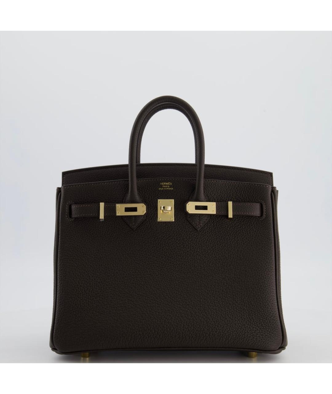 HERMES Коричневая кожаная сумка с короткими ручками, фото 3