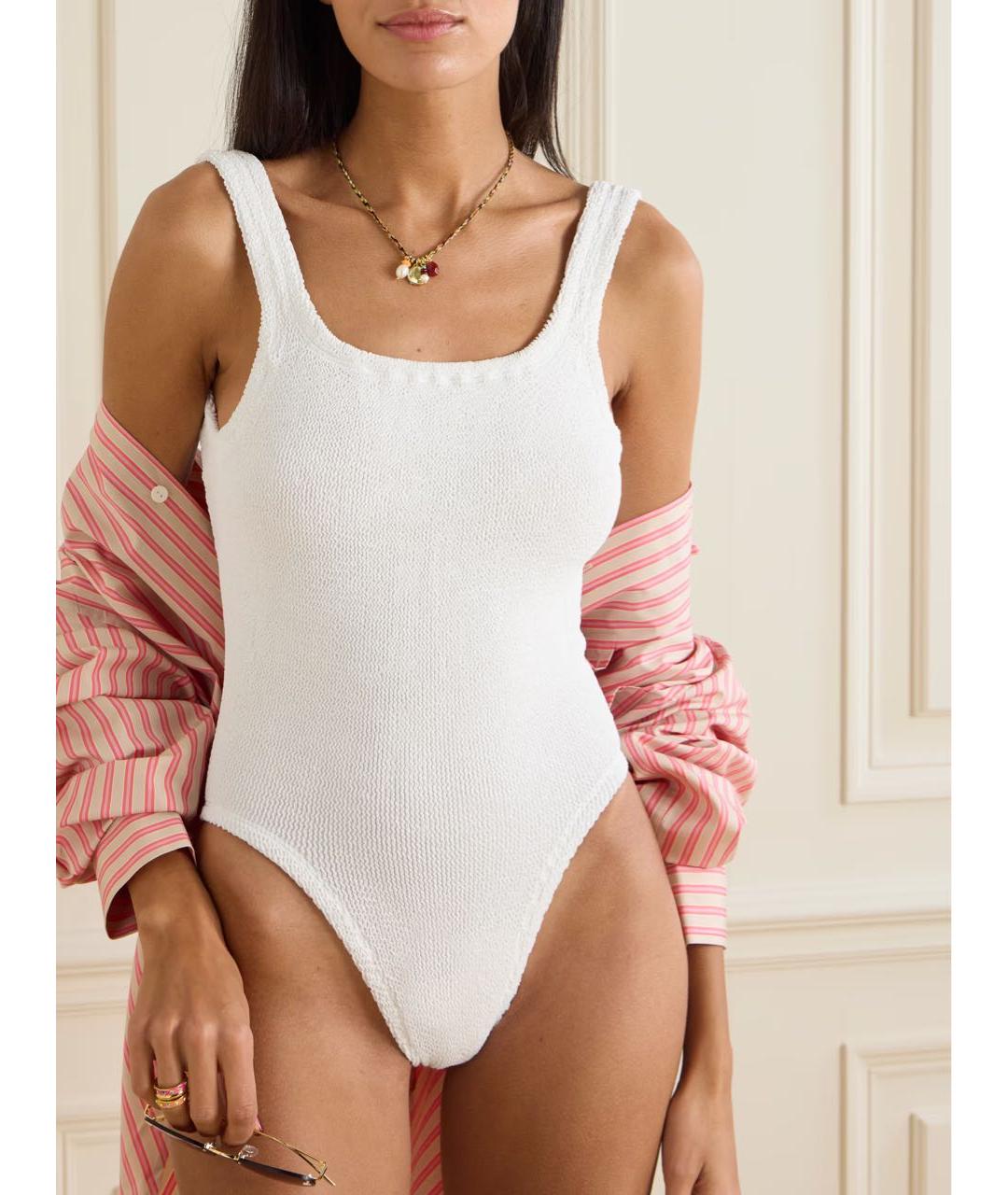 HUNZA G Белый полиамидовый купальник, фото 2