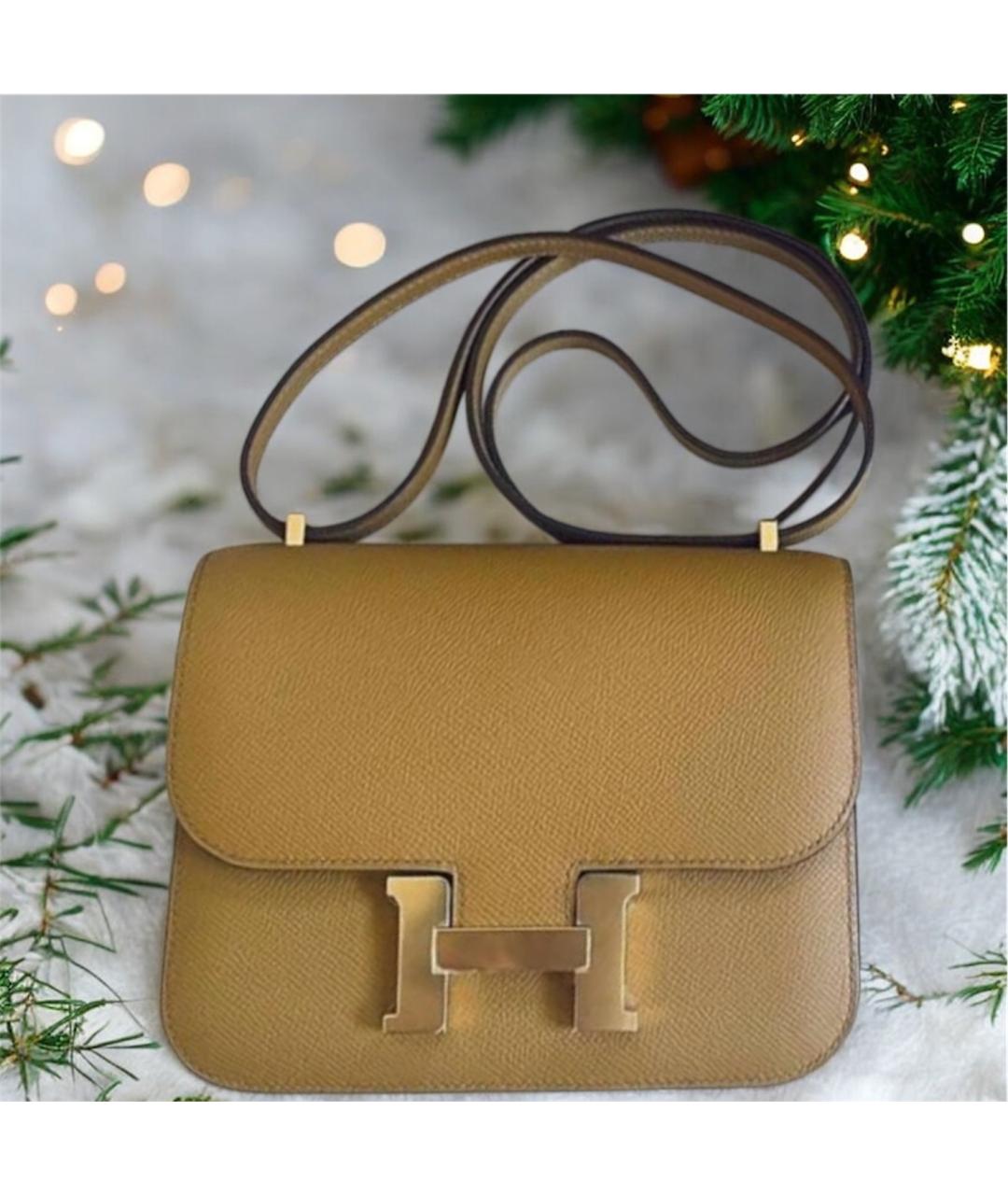 HERMES Бежевая кожаная сумка через плечо, фото 2