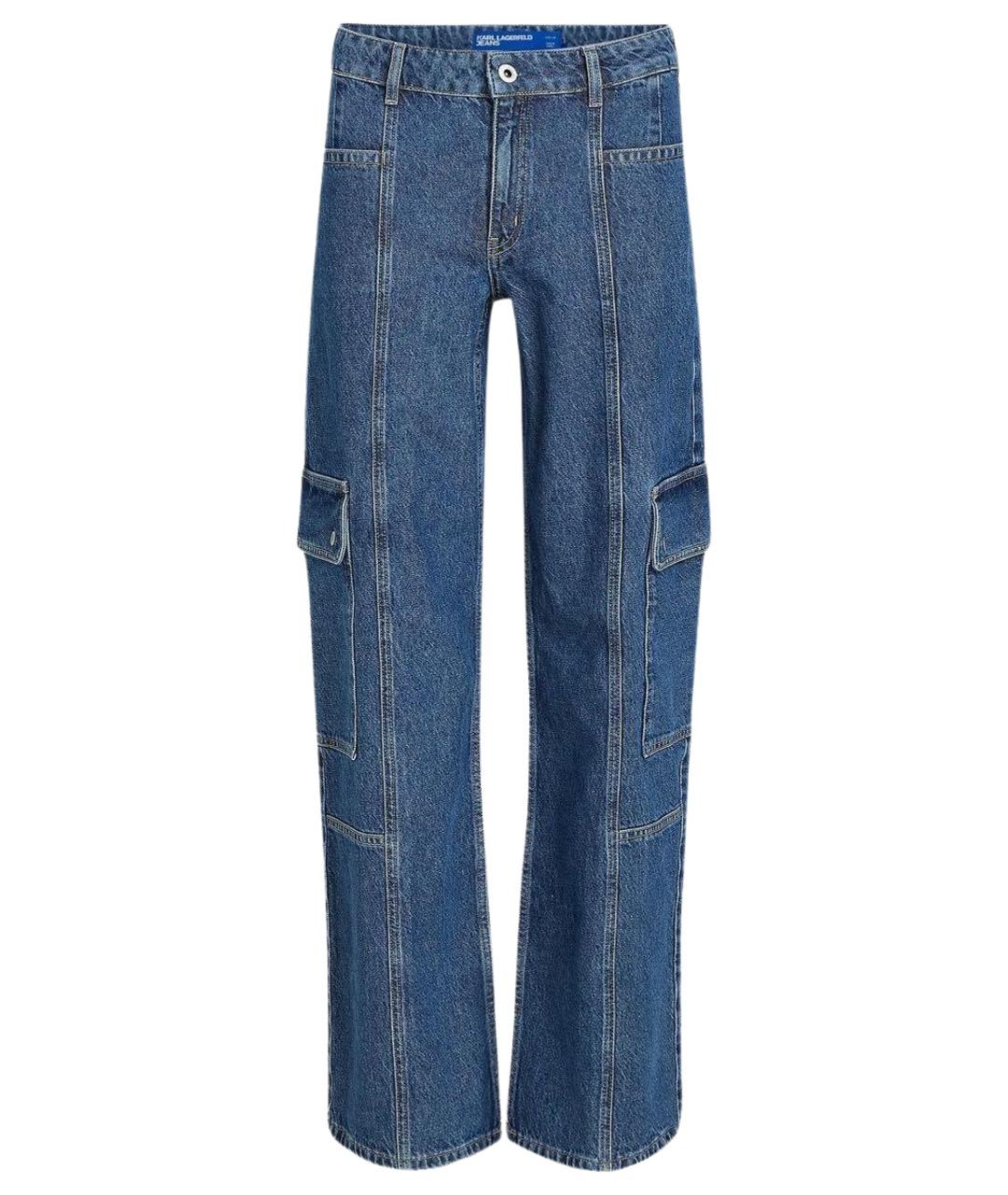 KARL LAGERFELD Синие хлопковые прямые джинсы, фото 1