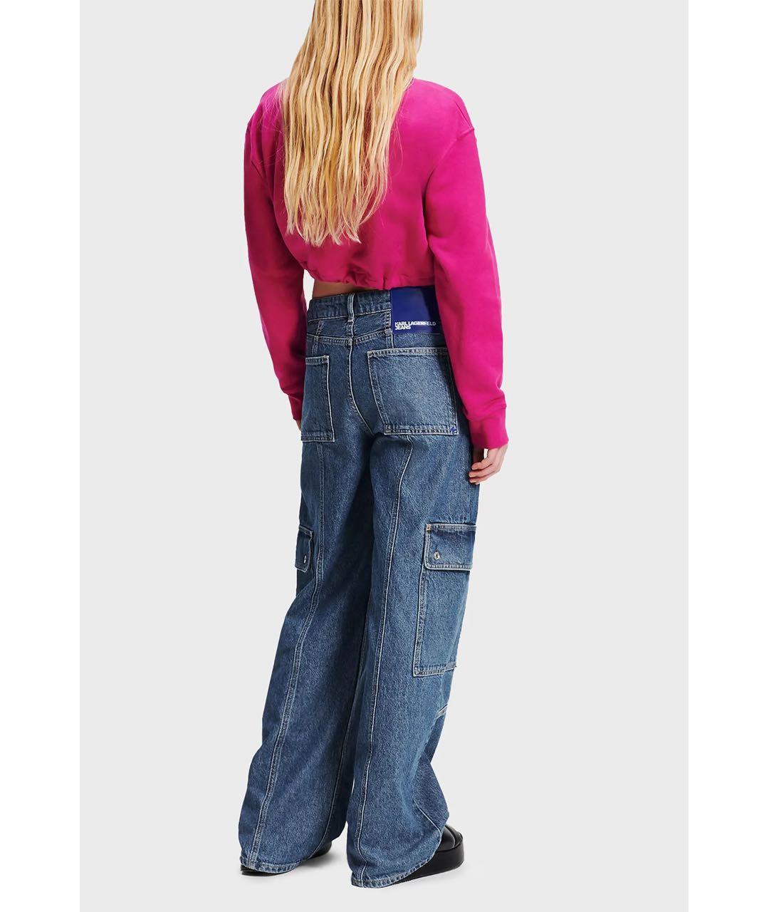 KARL LAGERFELD Синие хлопковые прямые джинсы, фото 2