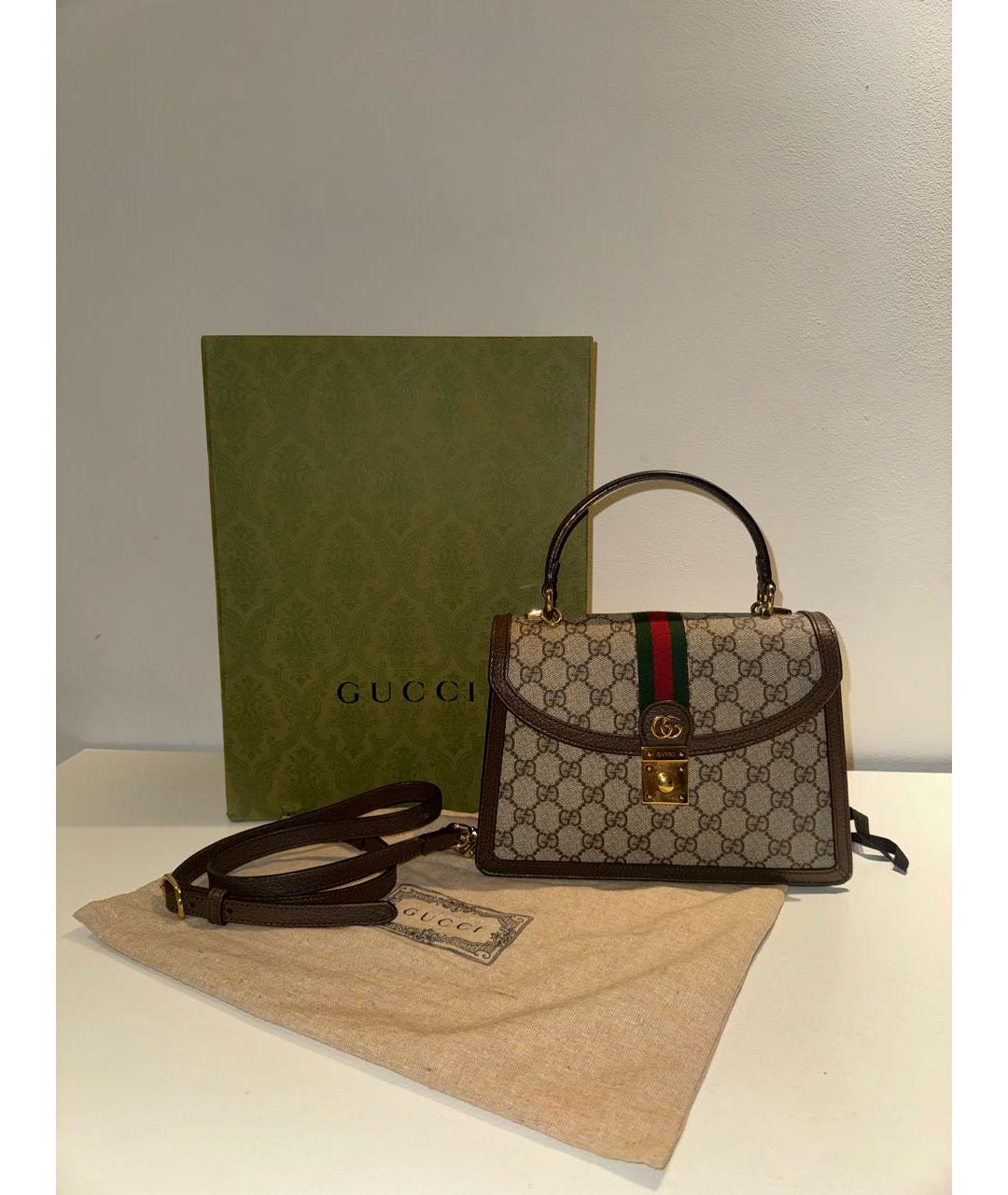 GUCCI Бежевая кожаная сумка через плечо, фото 5