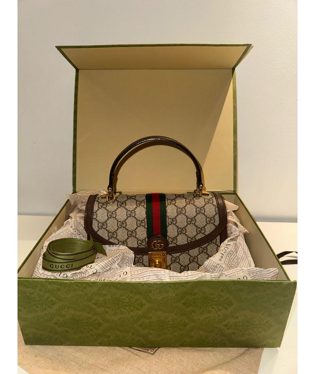 GUCCI Бежевая кожаная сумка через плечо, фото 6