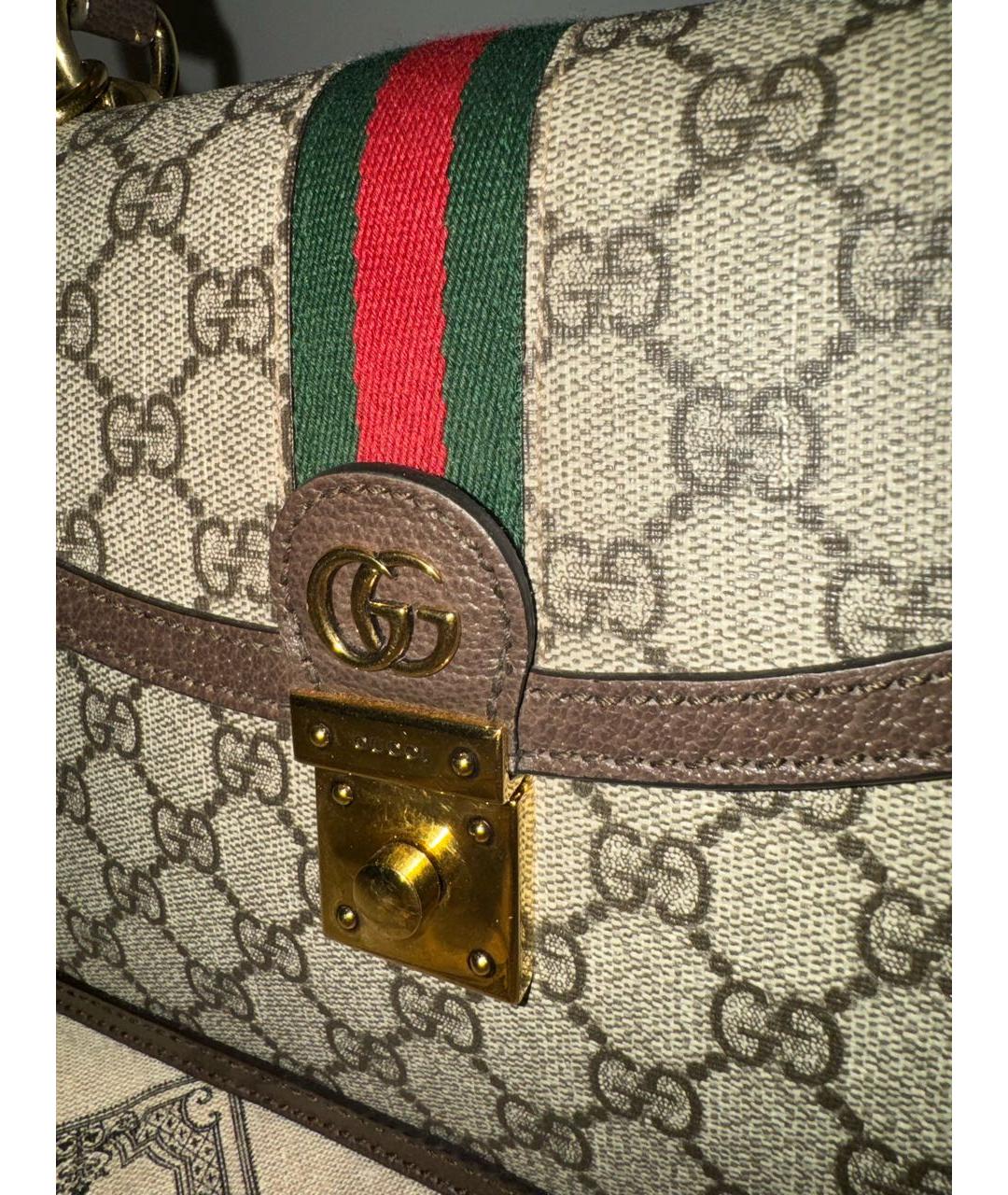 GUCCI Бежевая кожаная сумка через плечо, фото 7