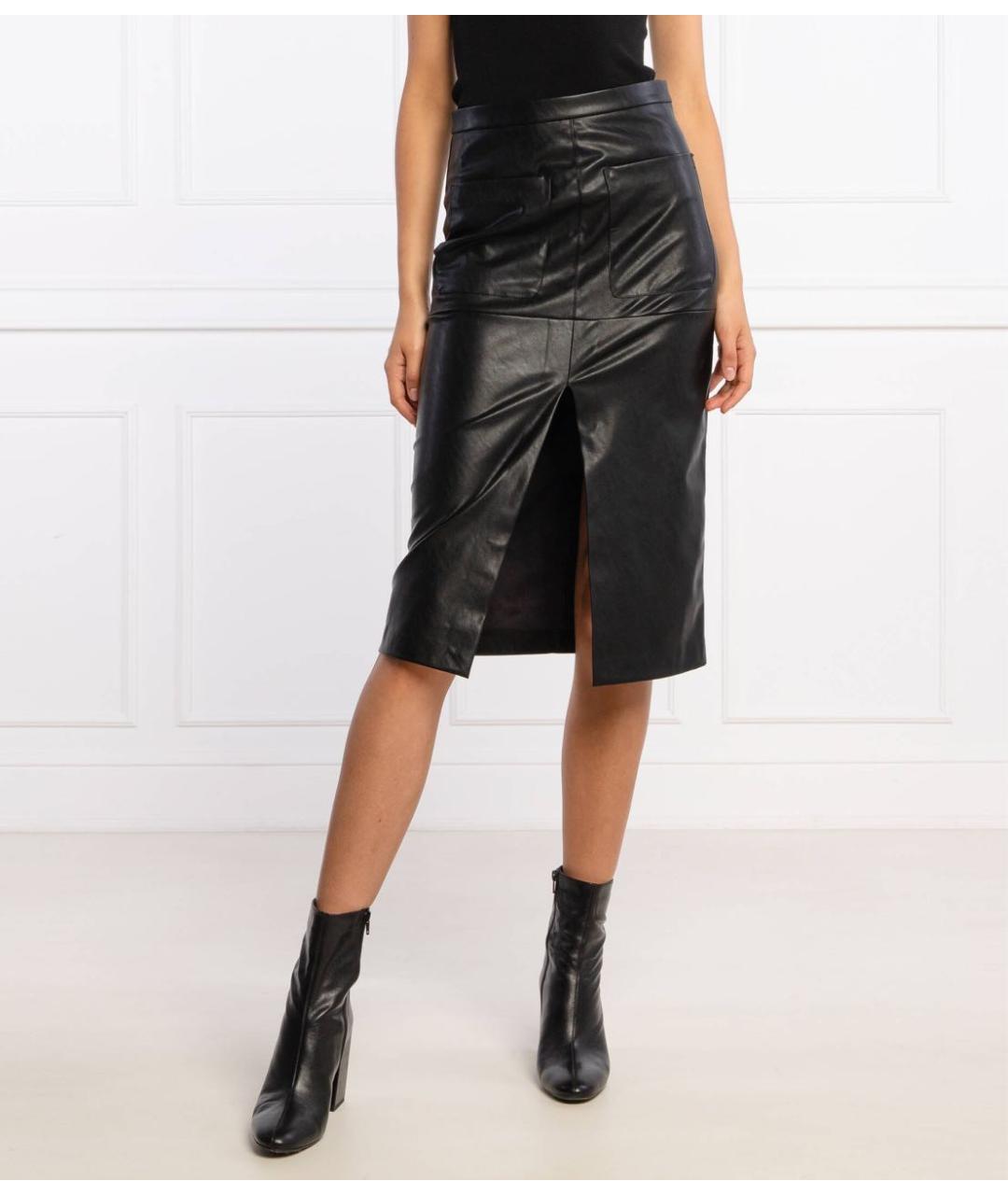 PINKO Черная синтетическая юбка миди, фото 7