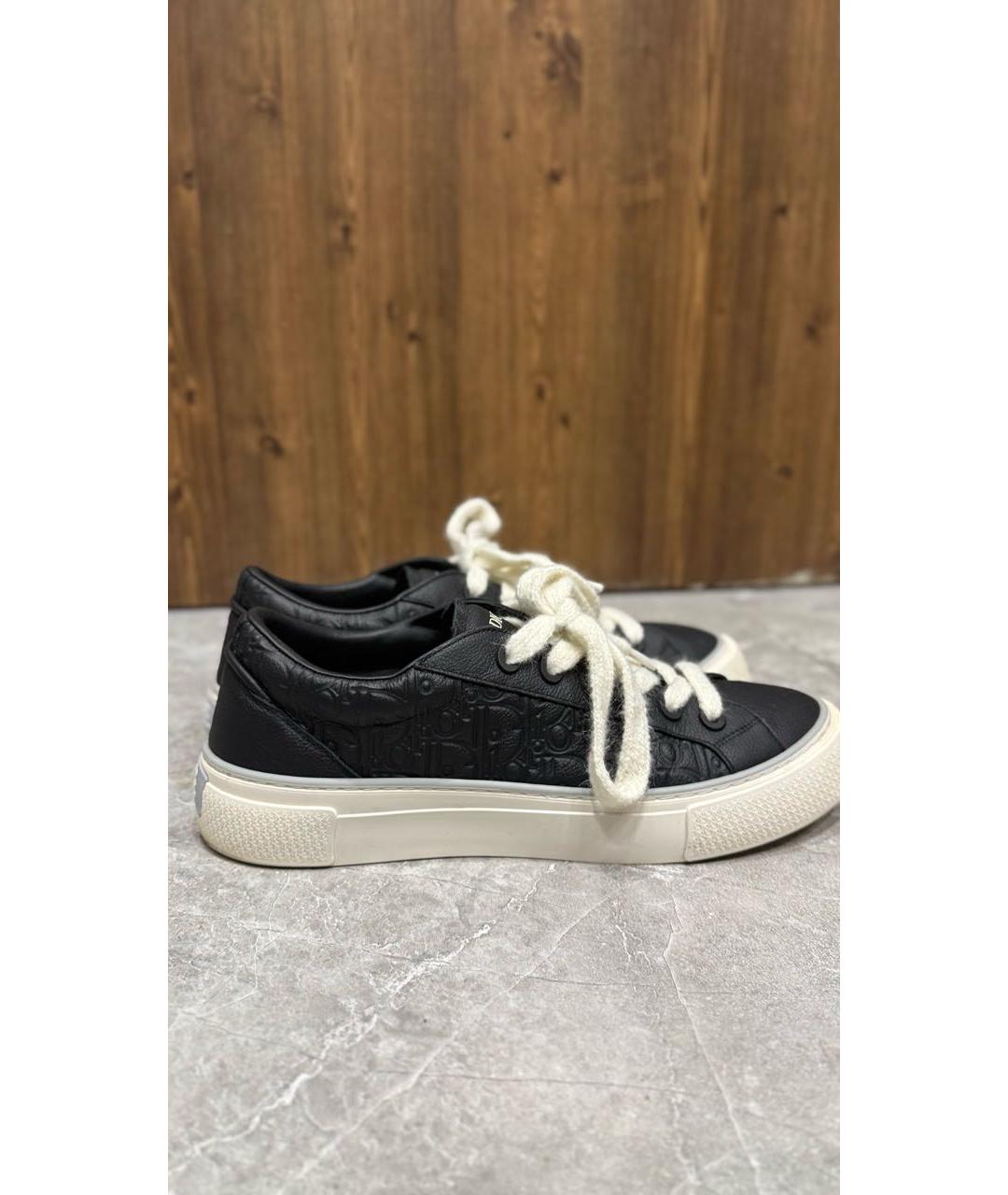 CHRISTIAN DIOR Черные кожаные низкие кроссовки / кеды, фото 4