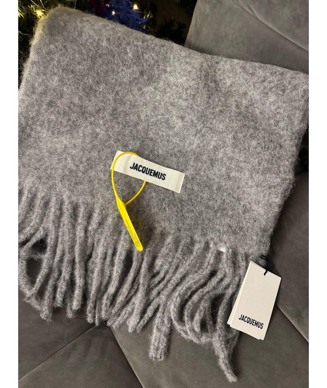 JACQUEMUS Серый шерстяной шарф, фото 4