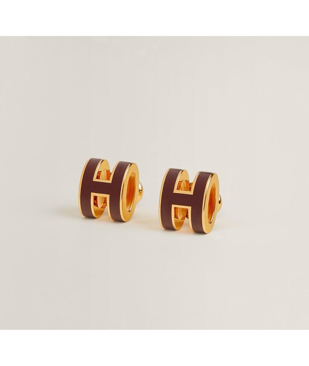 HERMES Бордовые металлические серьги, фото 3