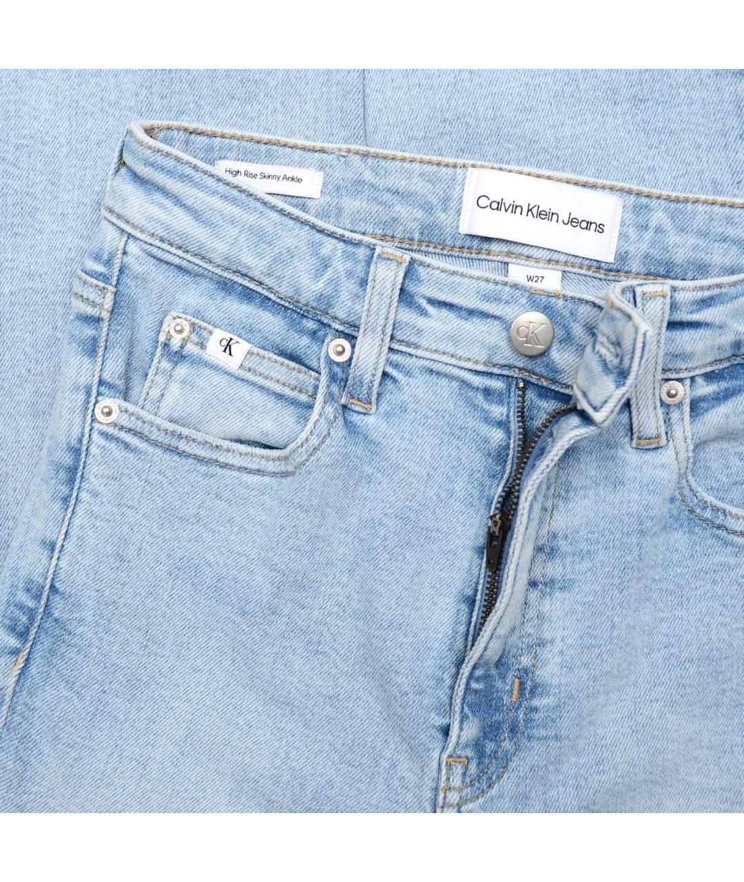 CALVIN KLEIN Голубые хлопковые джинсы слим, фото 3