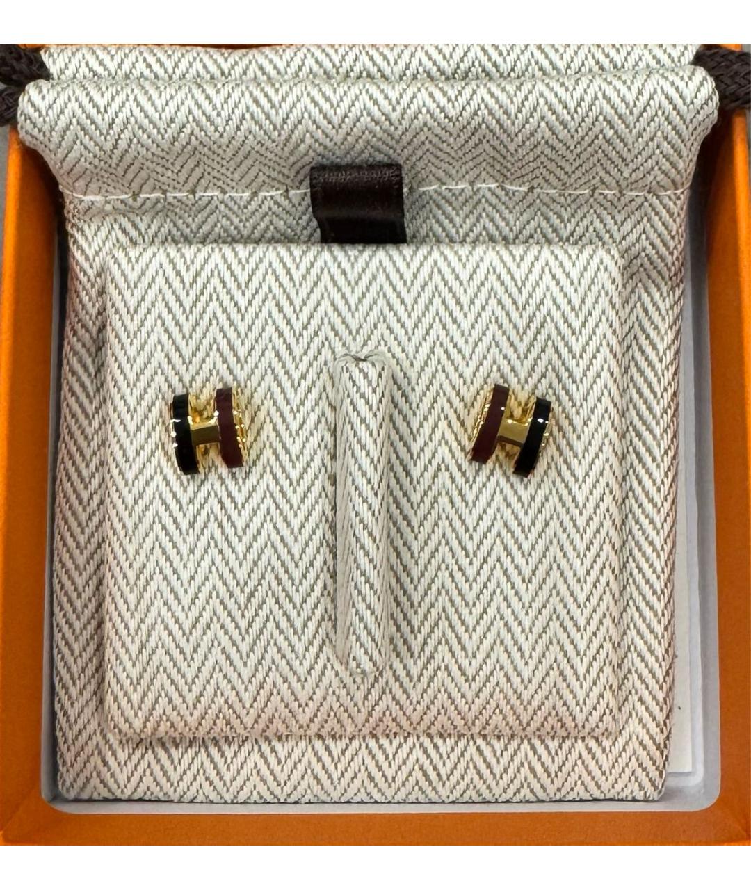 HERMES Бордовые металлические серьги, фото 2