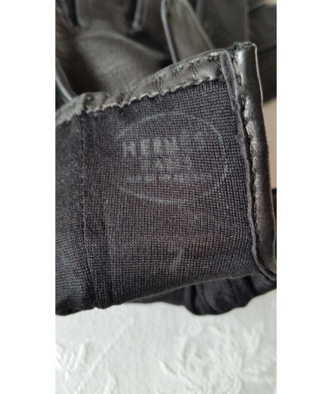 HERMES Черные кожаные перчатки, фото 4