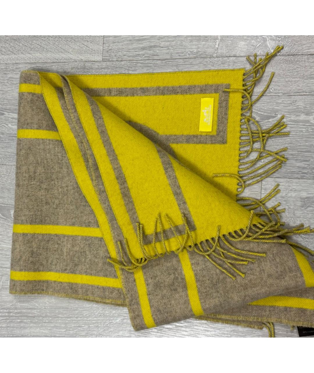 HERMES Желтый кашемировый шарф, фото 5