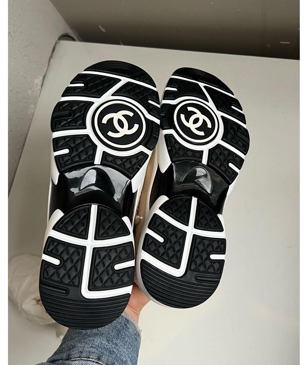 CHANEL Бежевые текстильные кроссовки, фото 5