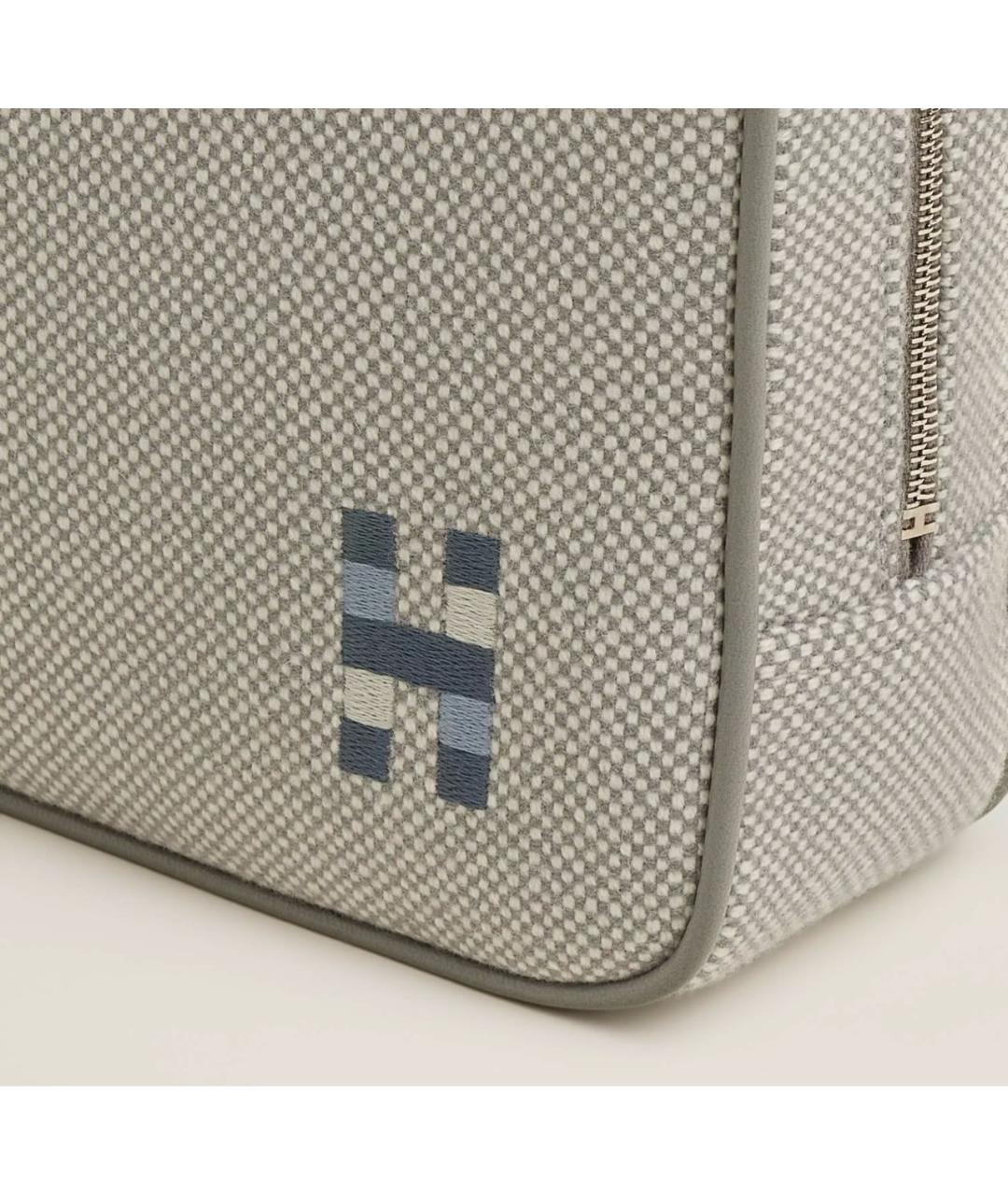 HERMES Серая шерстяная косметичка, фото 3