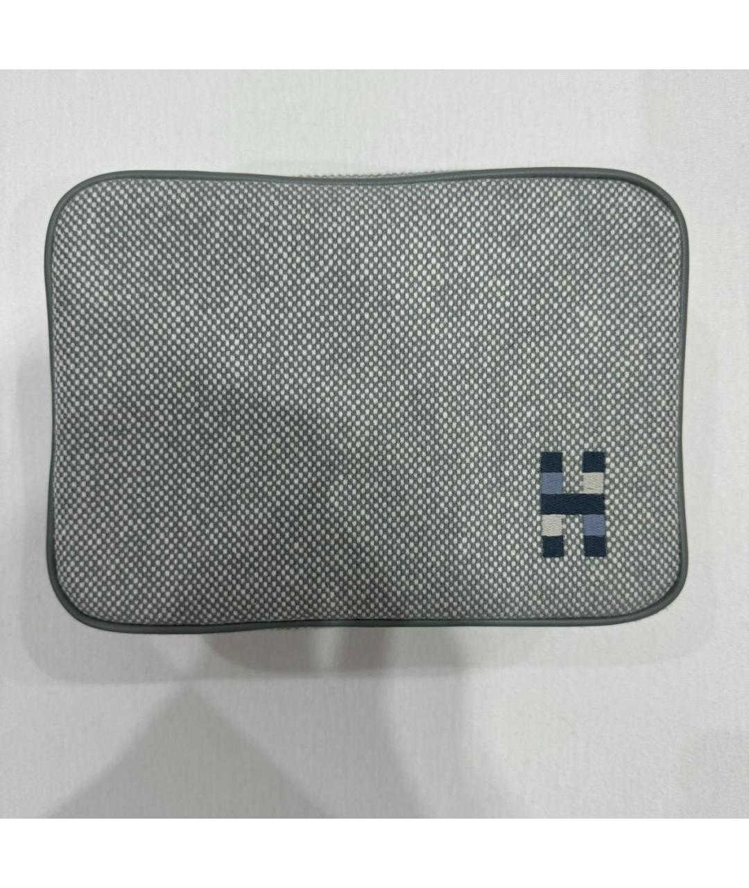 HERMES Серая шерстяная косметичка, фото 4