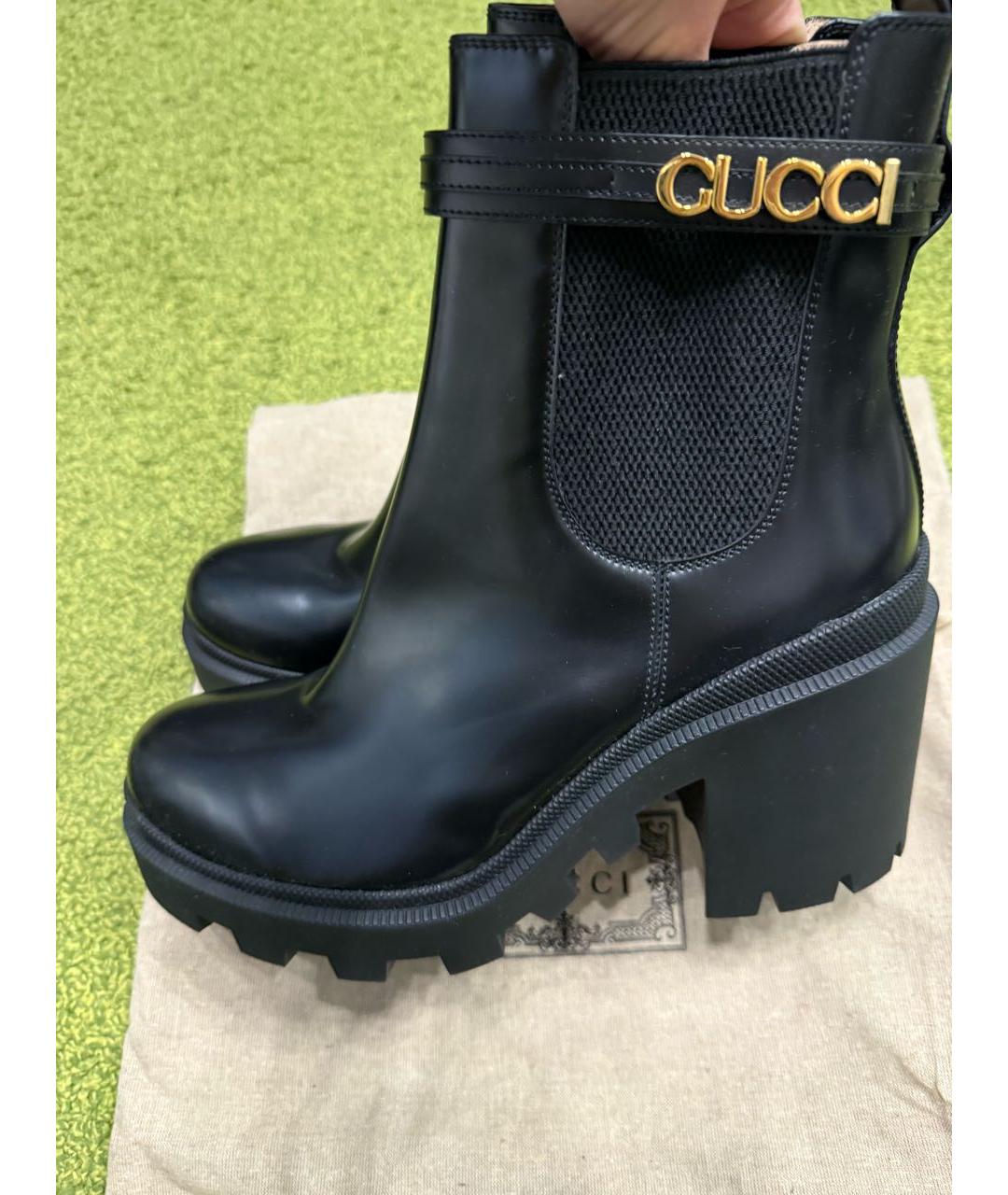 GUCCI Черные кожаные ботильоны, фото 8