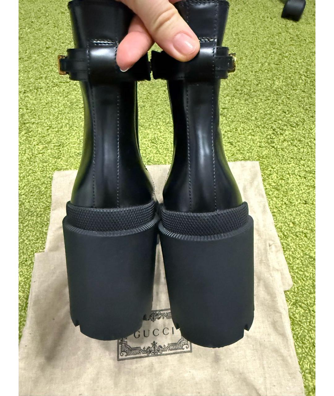 GUCCI Черные кожаные ботильоны, фото 4