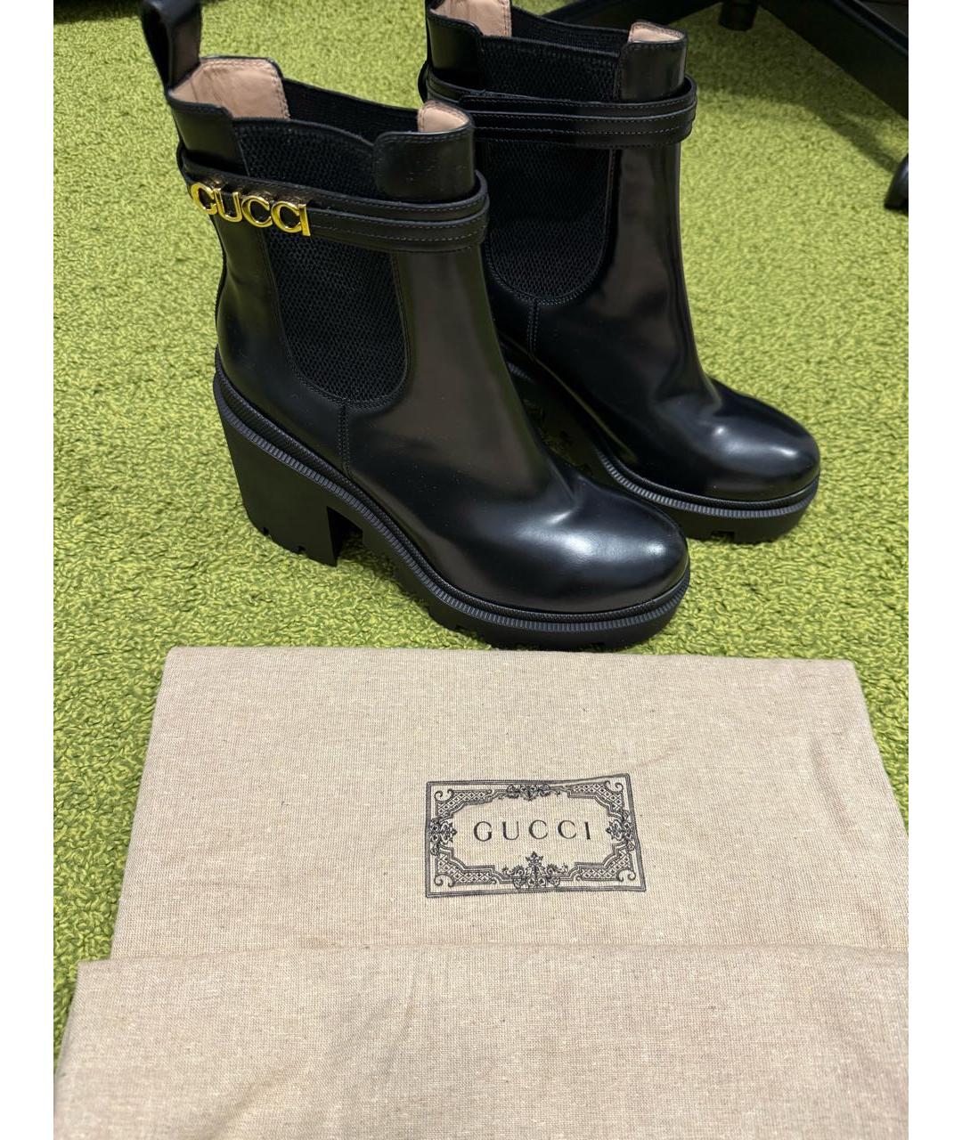 GUCCI Черные кожаные ботильоны, фото 5