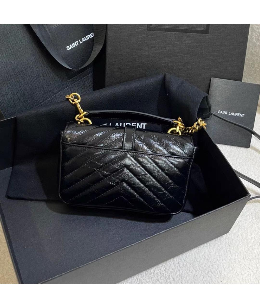 SAINT LAURENT Черная кожаная сумка через плечо, фото 4