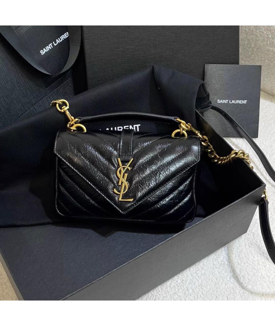 SAINT LAURENT Черная кожаная сумка через плечо, фото 2