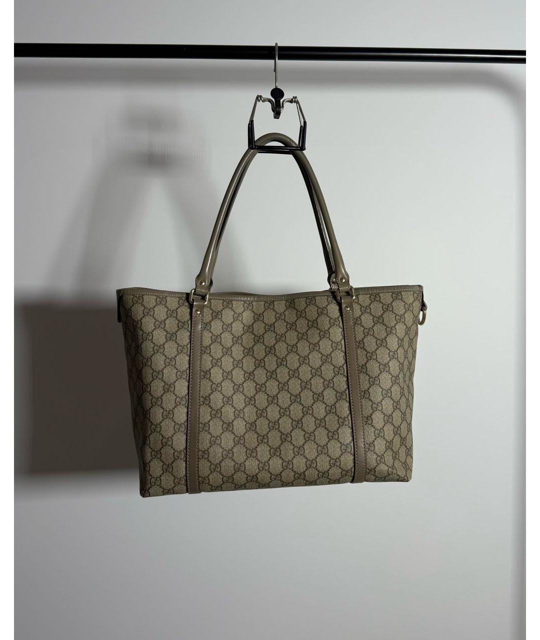 GUCCI Бежевая жаккардовая сумка тоут, фото 2