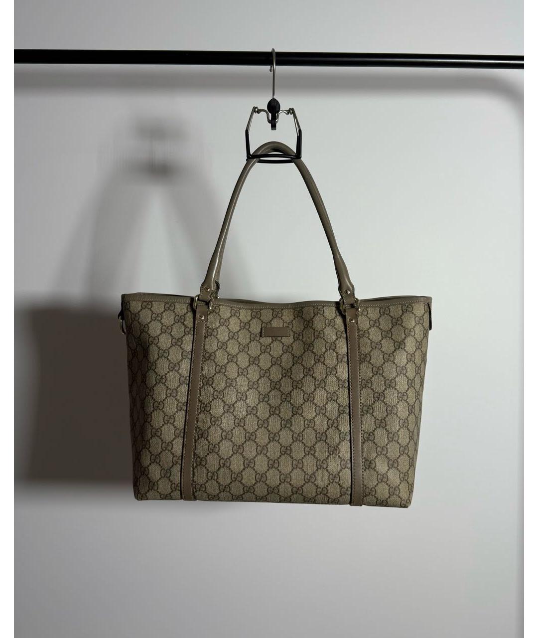 GUCCI Бежевая жаккардовая сумка тоут, фото 9