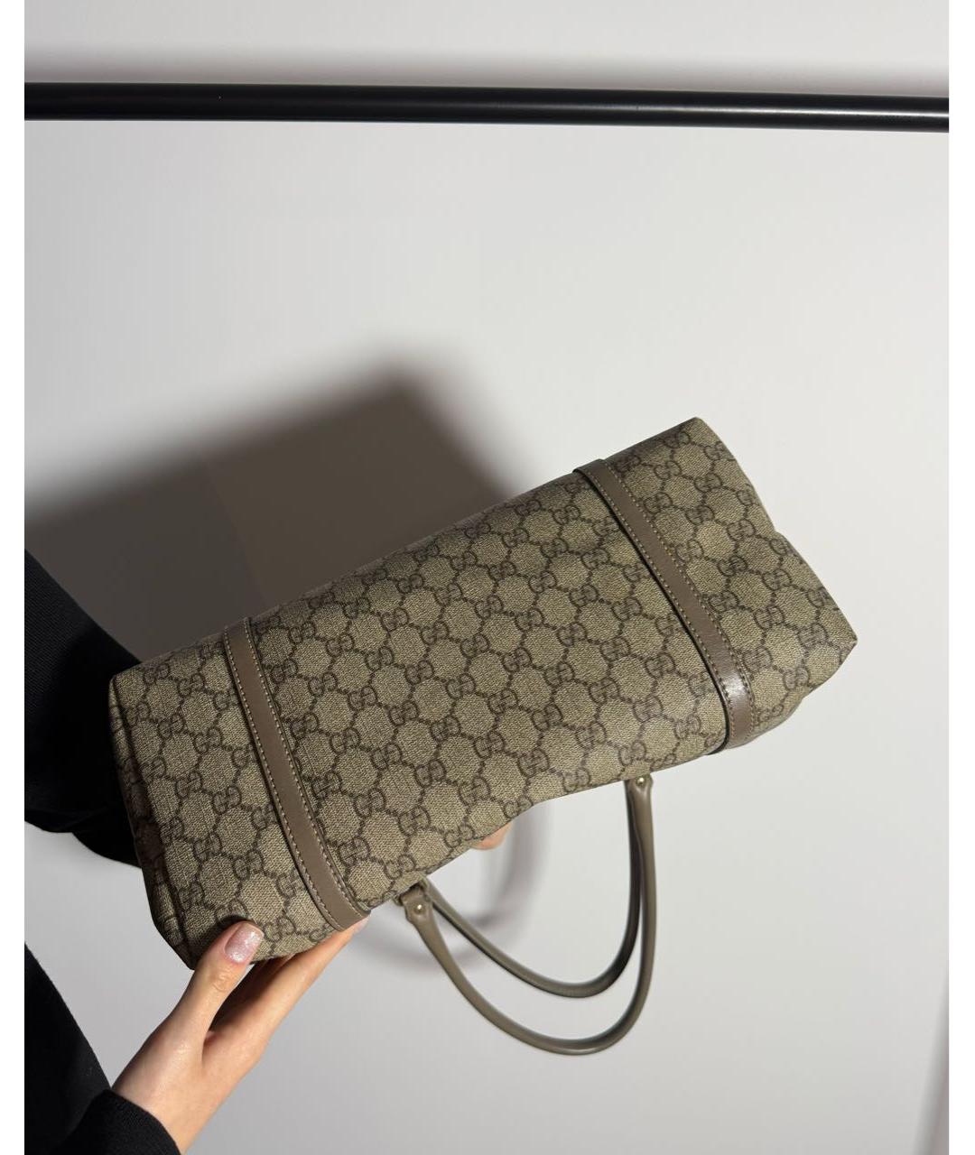 GUCCI Бежевая жаккардовая сумка тоут, фото 5