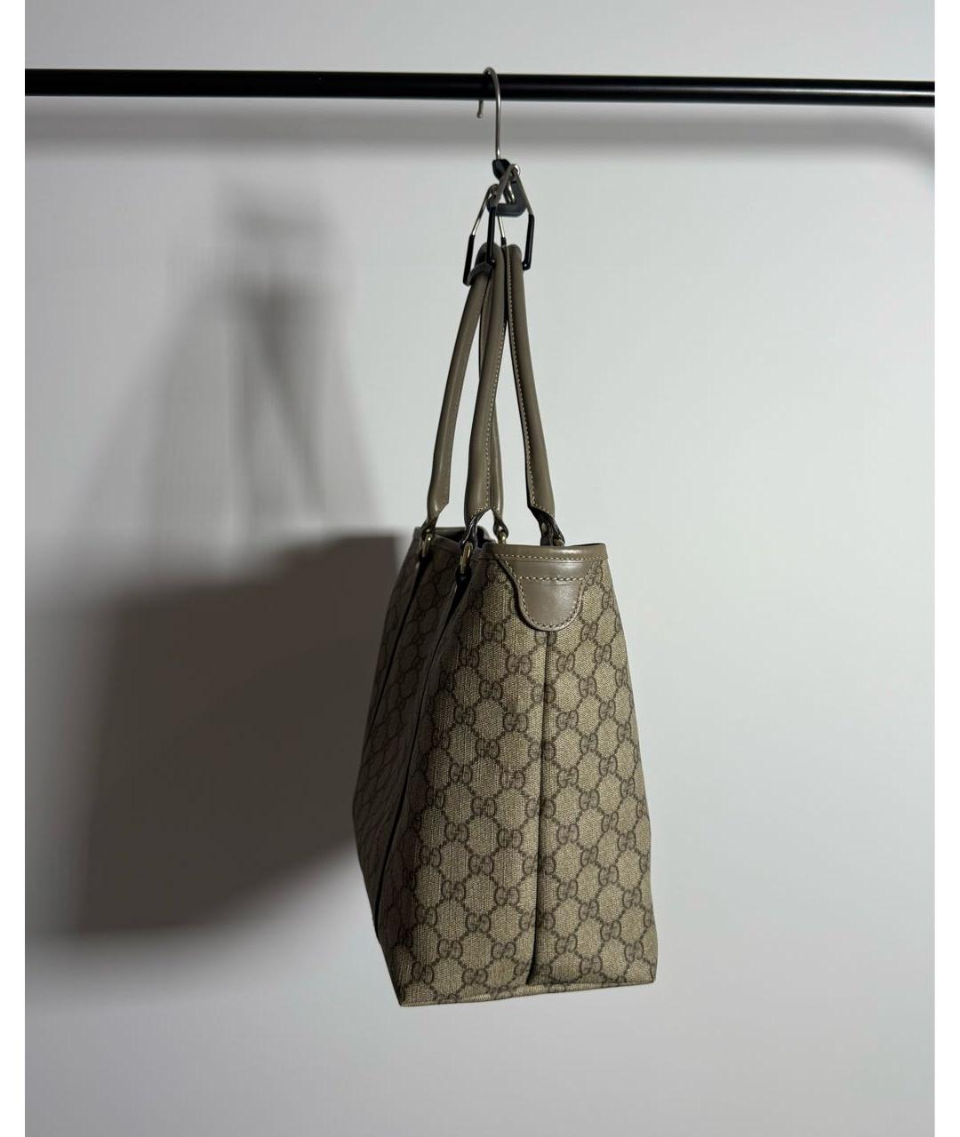 GUCCI Бежевая жаккардовая сумка тоут, фото 4