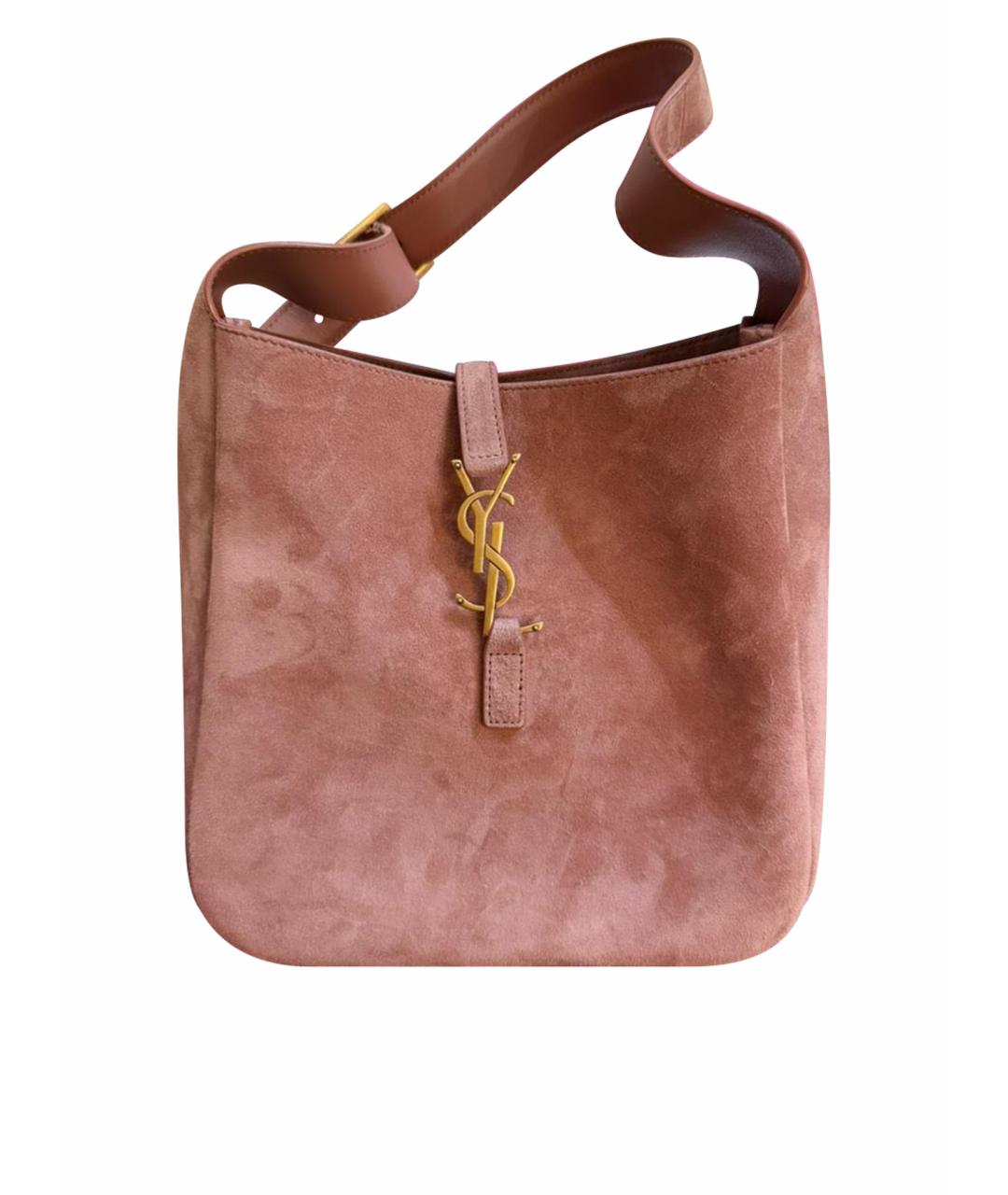 SAINT LAURENT Коралловая замшевая сумка тоут, фото 1