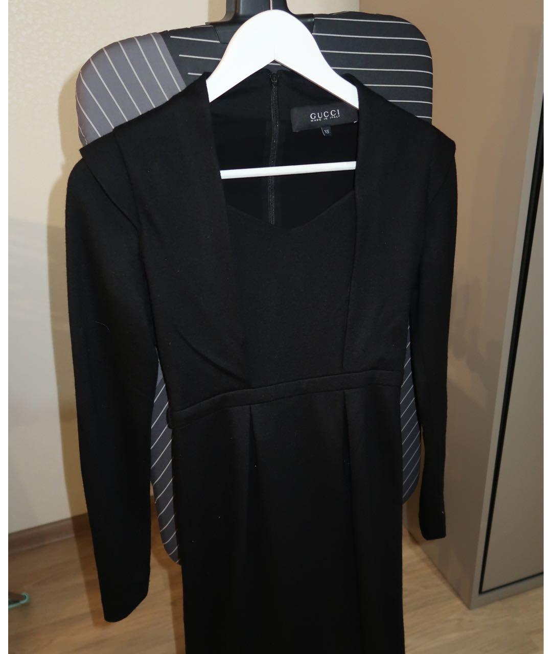 GUCCI Черное шерстяное коктейльное платье, фото 4