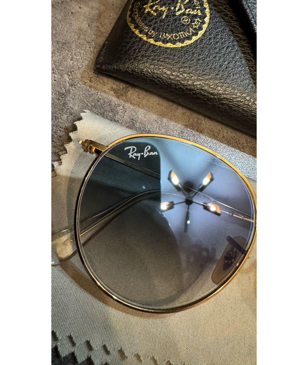 RAY BAN Голубые металлические солнцезащитные очки, фото 2