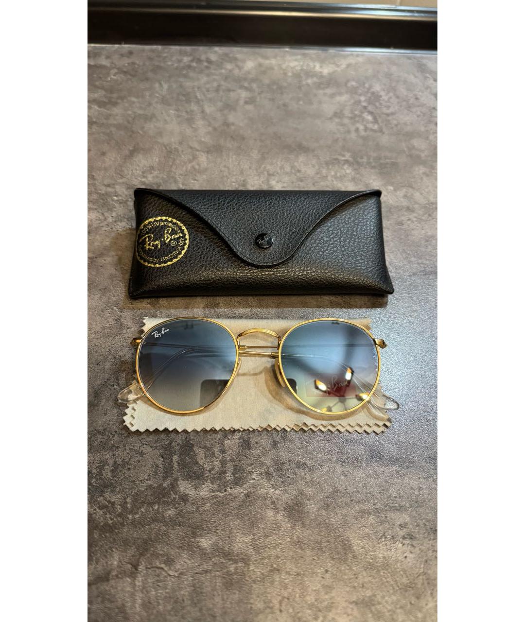 RAY BAN Голубые металлические солнцезащитные очки, фото 7