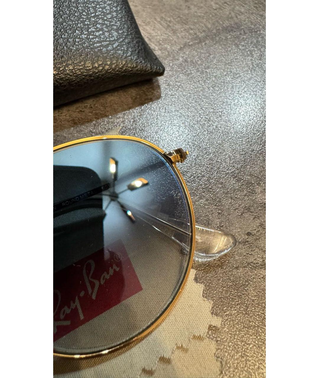 RAY BAN Голубые металлические солнцезащитные очки, фото 3