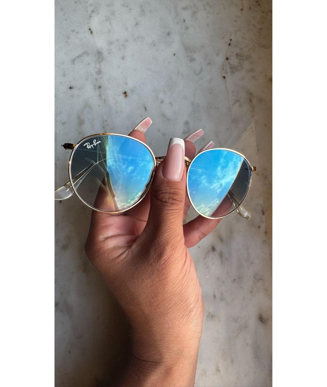 RAY BAN Голубые металлические солнцезащитные очки, фото 7